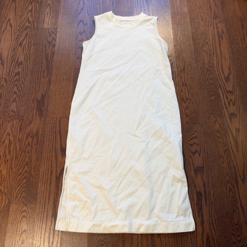 Everlane Organic Cotton Sleeveless Midi Tank Dress Off-White Small F-DRS-OCTN-SL